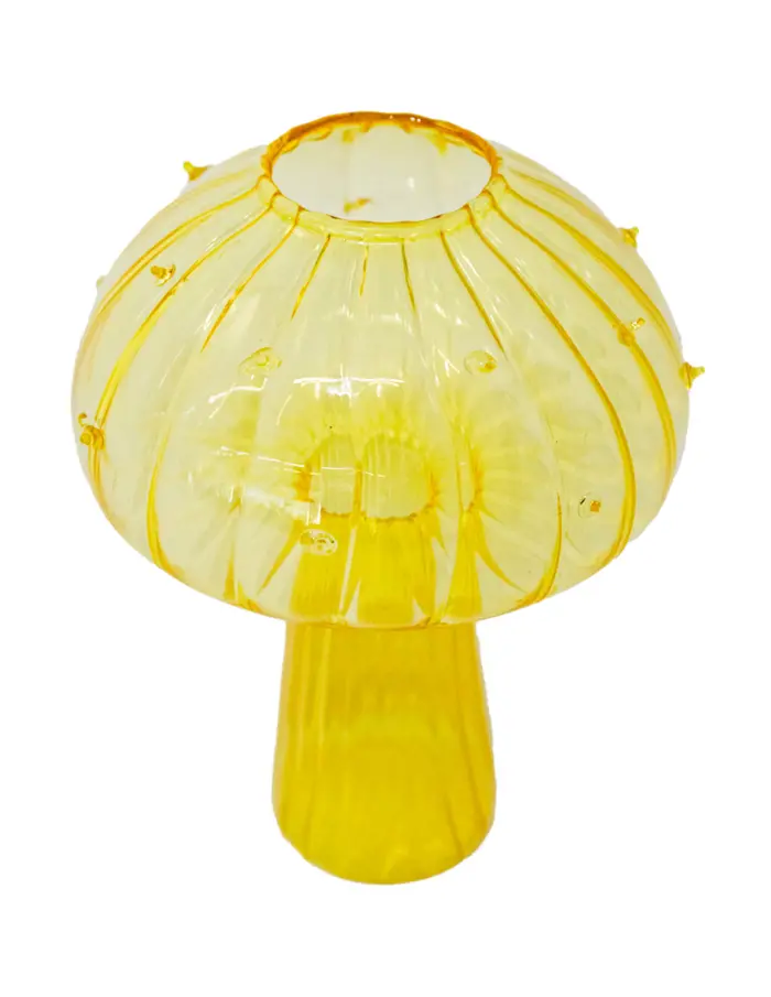 Florero de vidrio diseño hongo amarillo de 11x9cm - Image 2