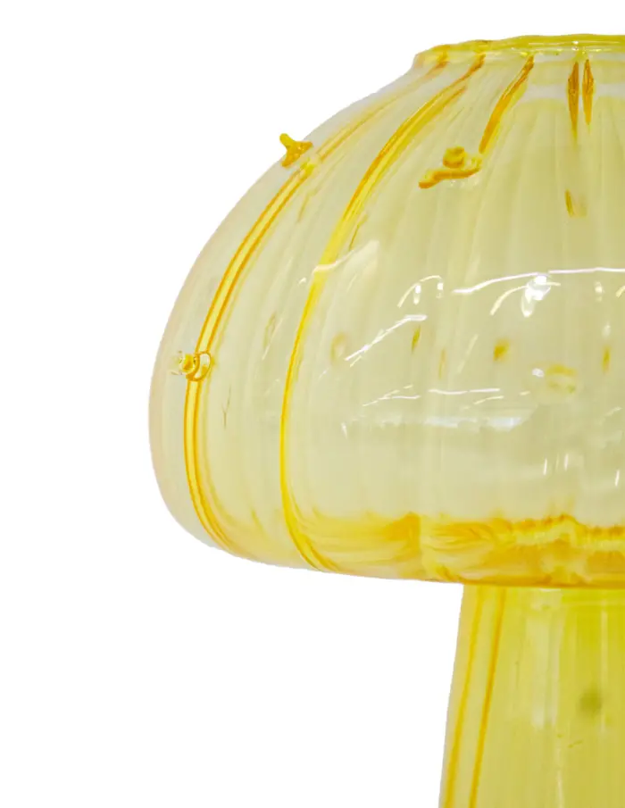 Florero de vidrio diseño hongo amarillo de 11x9cm - Image 3