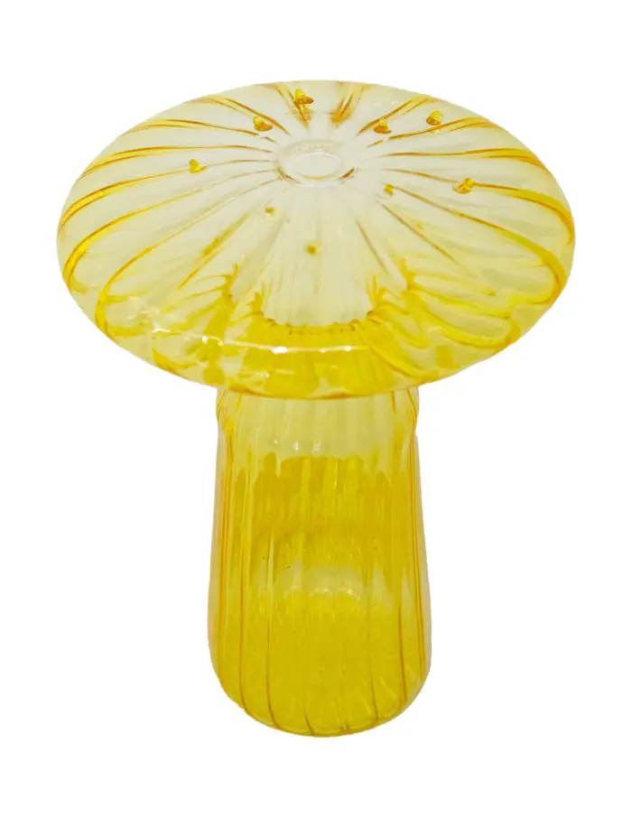 Florero de vidrio diseño hongo amarillo de 12.5x9cm - Image 2
