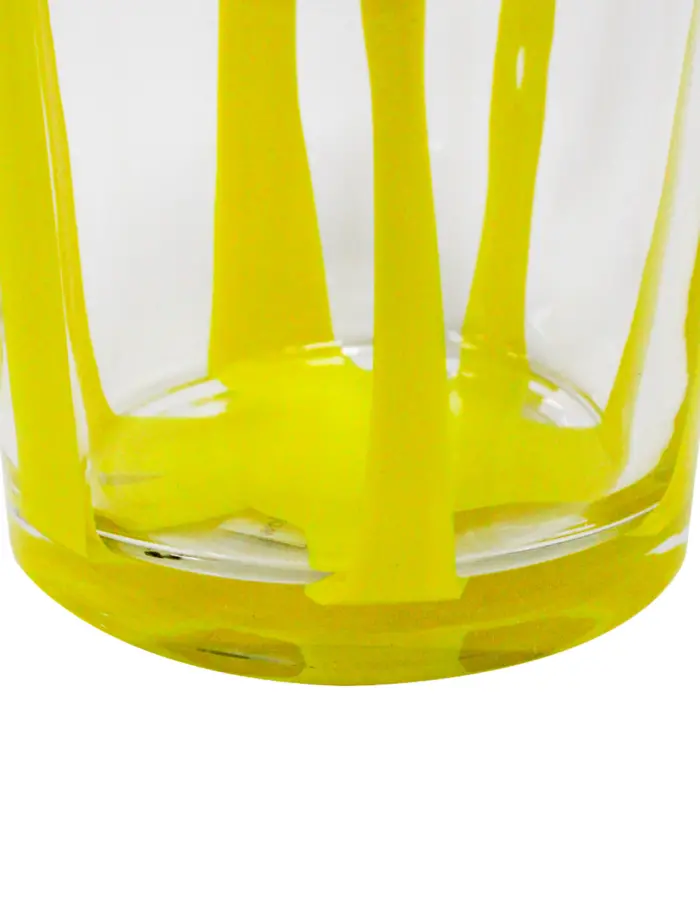 Florero de cristal transparente con linea de color amarillo de 10x10x17cm - Image 3