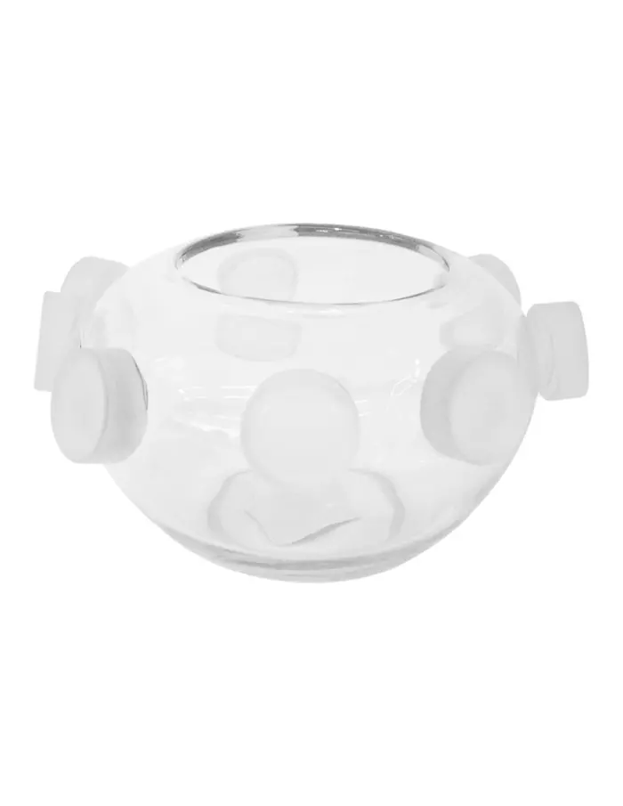 Cuenco de vidrio transparente con circulos vicelados de 27x27x15.5cm - Image 2