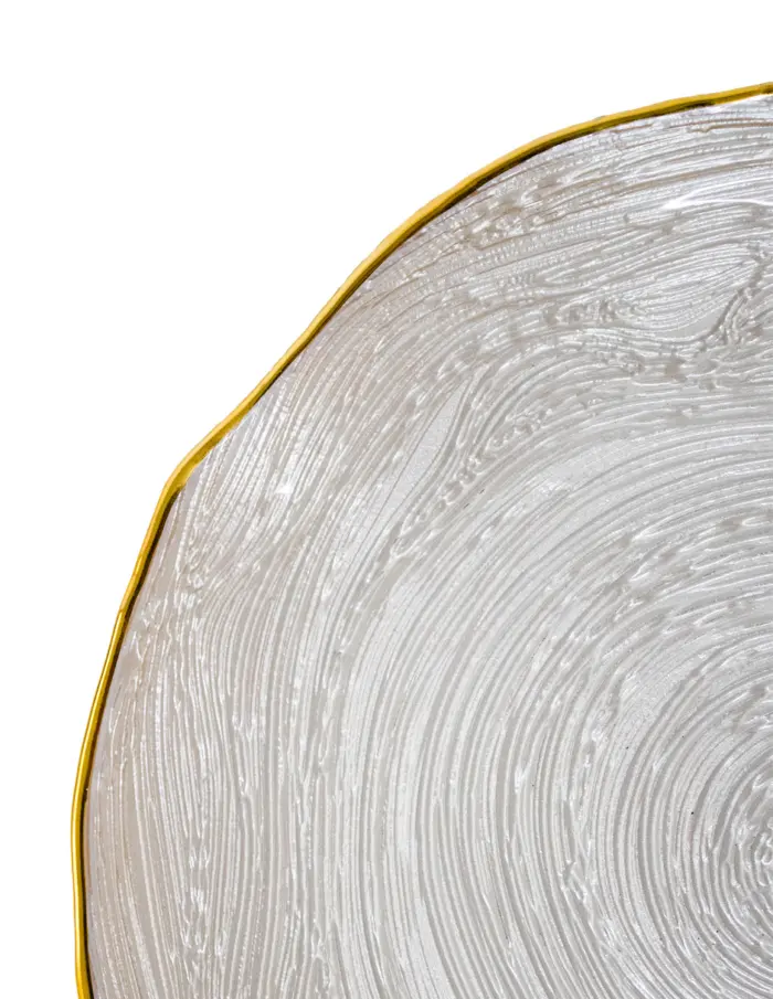Plato de presentación de cristal blanco con filo dorado de 33cm - Image 3