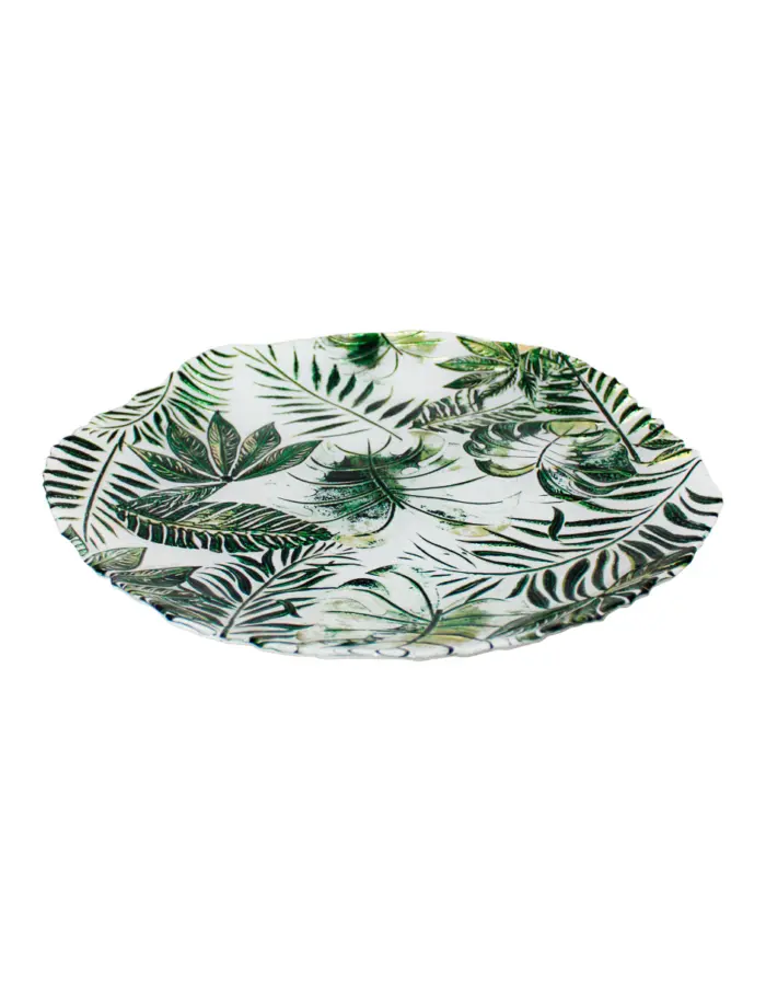 Plato de presentación de cristal con diseño de hojas verdes de 32cm - Image 2