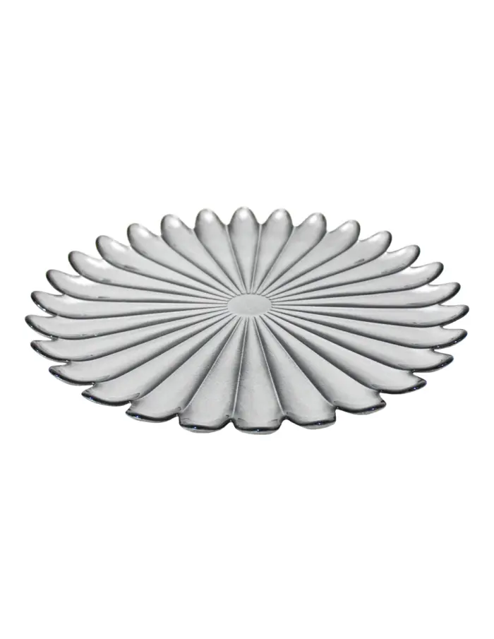 Plato de presentación de cristal diseño flor color humo de 32cm - Image 2