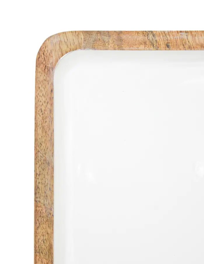 Charola rectangular de madera con metal blanca de 50x16x3cm - Image 3