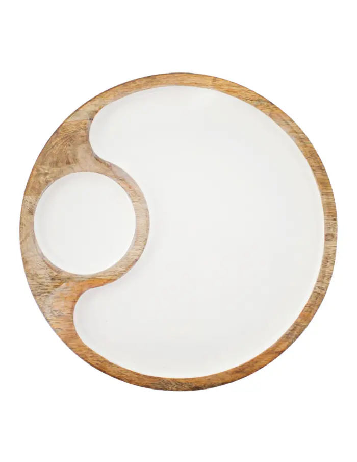 Botanero de madera con metal y compartimientos blanco de 30x30x3cm - Image 2