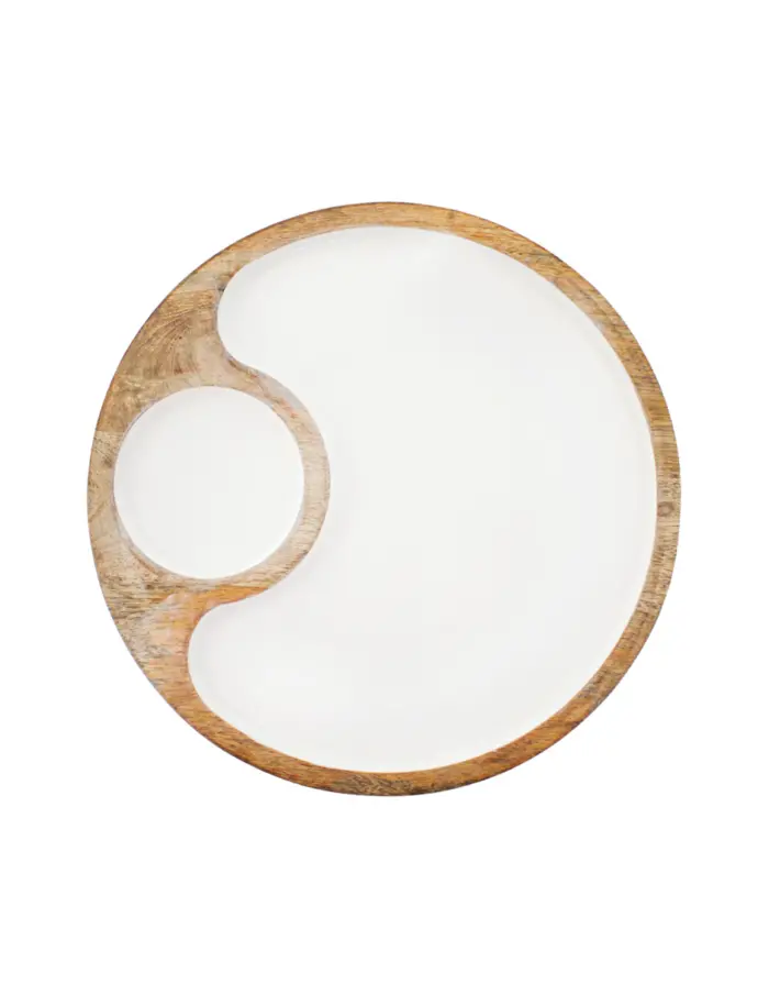 Botanero de madera con metal y compartimientos blanco de 25x25x3cm - Image 2