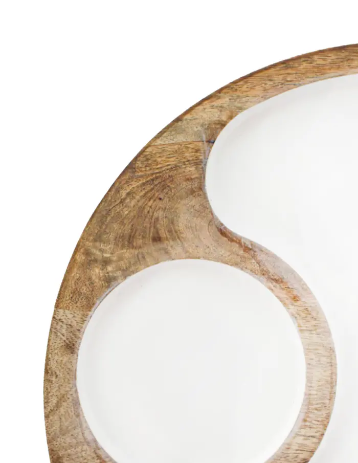 Botanero de madera con metal y compartimientos blanco de 25x25x3cm - Image 4