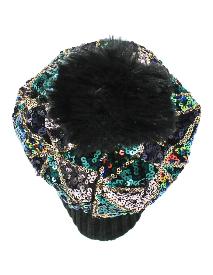 Gorro de Invierno multicolor con lentejuelas de 24x1x22cm - Image 4