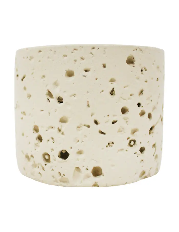 Vela con base de resina cilindrica beige de 8.5x8.5x7.2cm - Image 2