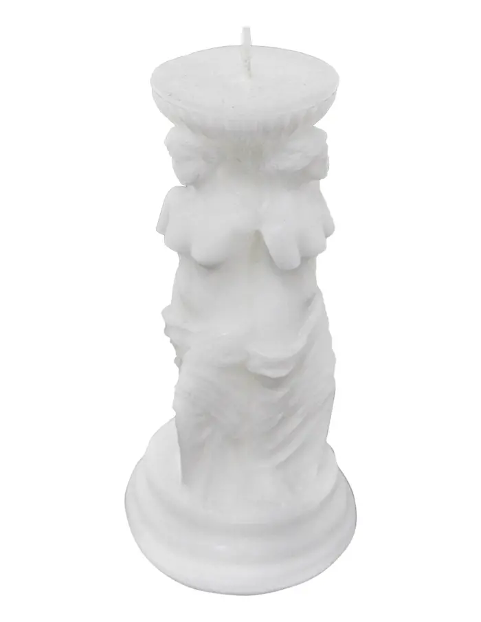 Vela blanca diseño Venus de 7.5x7.5x15.8cm - Image 3