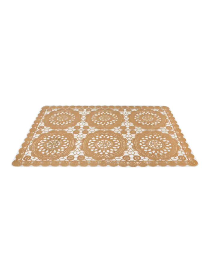Mantel de plastico rectangular café claro diseño circulos de 30x45x0.1cm - Image 2