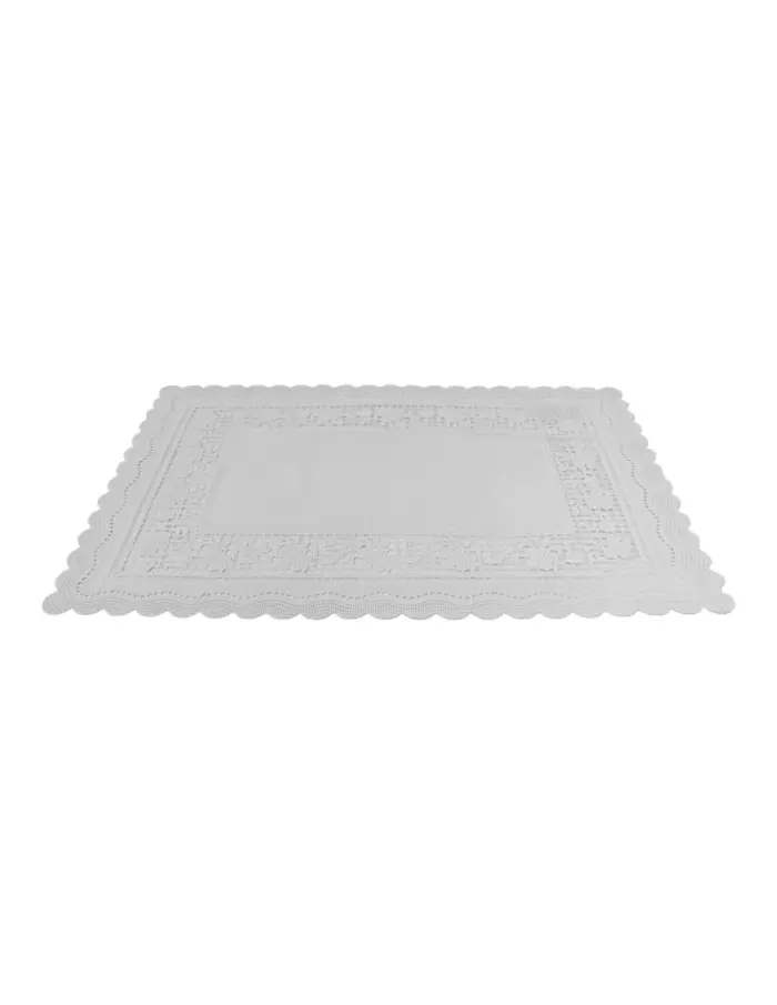 Mantel de plastico rectangular blanco con orilla calada de 30x45x0.1cm - Image 2