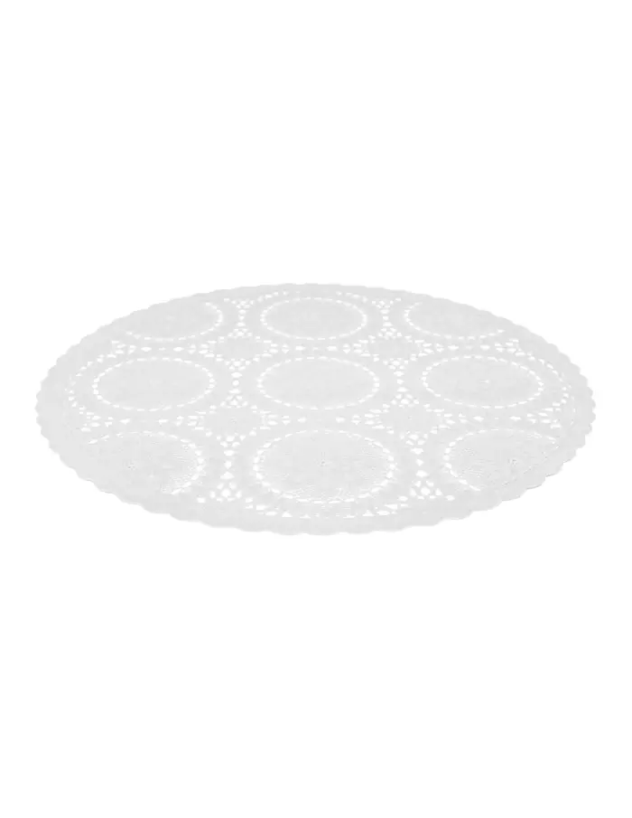 Mantel de plastico blanco diseño circulos de 38x38x0.1cm - Image 2