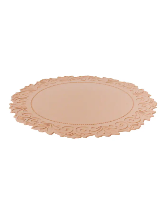 Mantel de plastico rosa claro con orilla garigoleada de 38x38x0.1cm - Image 2