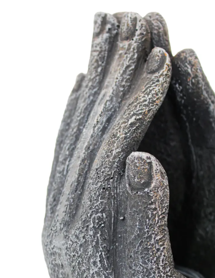 Fuente de poliresina con jardin zen y luz diseño manos de 21x21x21cm - Image 3