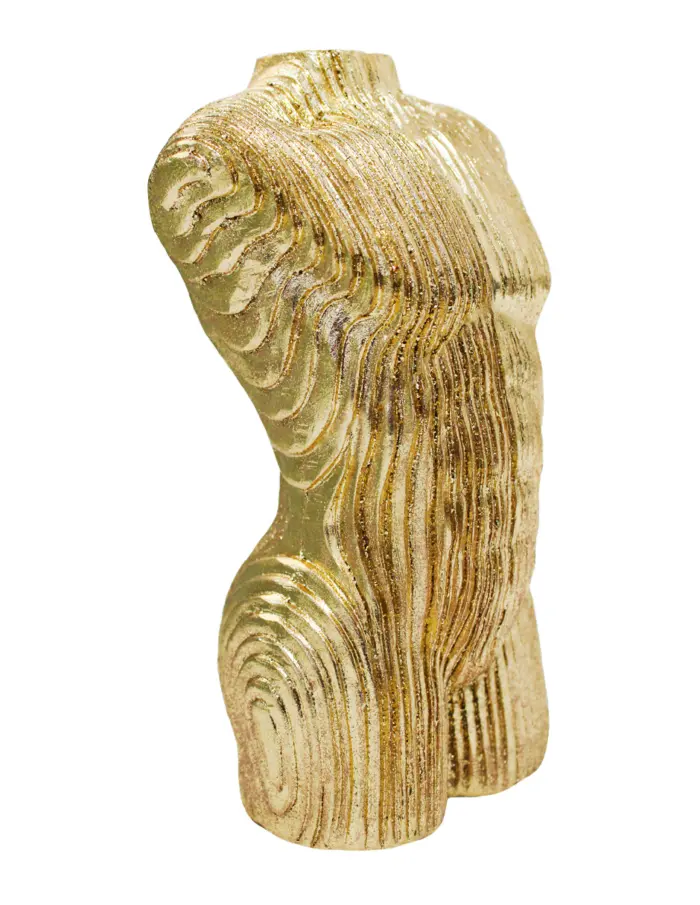Torso de hombre de poliresina dorada de 10x6.5x17cm - Image 2