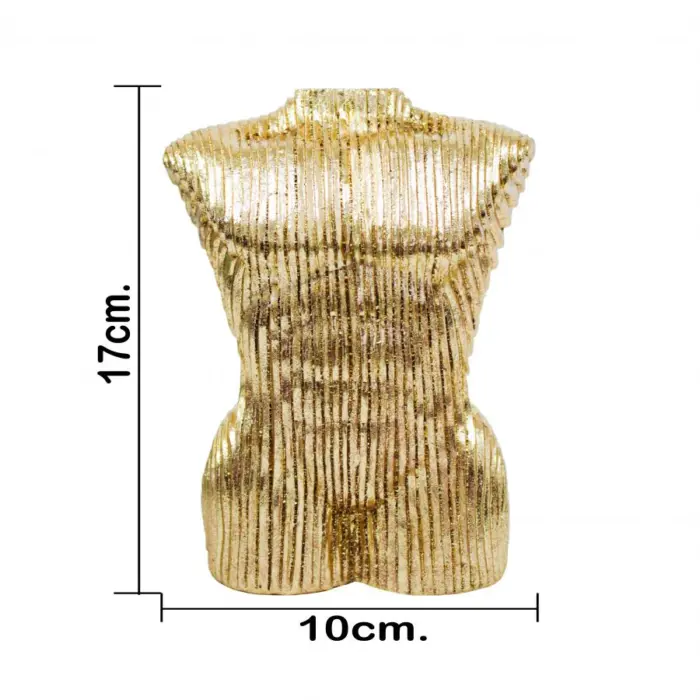 Torso de hombre de poliresina dorada de 10x6.5x17cm - Image 5