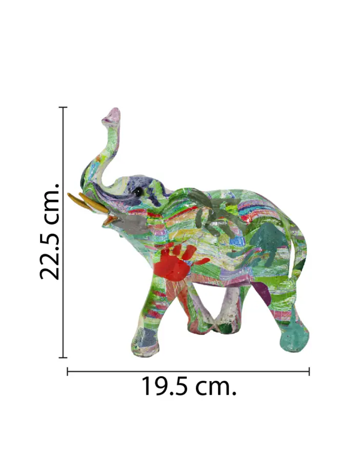 Elefante multicolor de poliresina de 19.5x11x22.5cm - Image 2