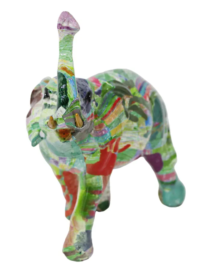 Elefante multicolor de poliresina de 19.5x11x22.5cm - Image 3