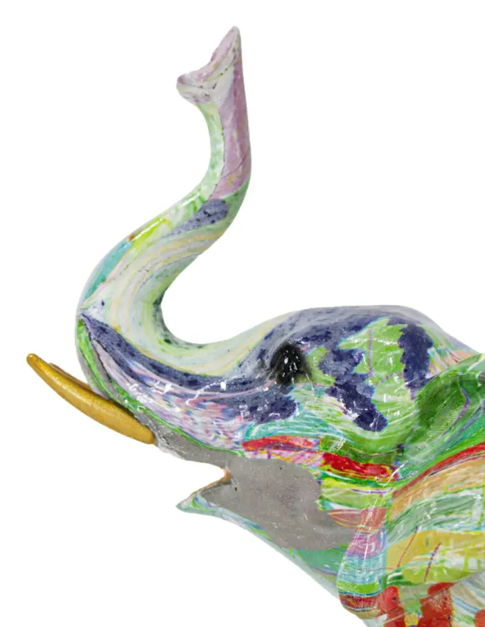 Elefante multicolor de poliresina de 19.5x11x22.5cm - Image 4