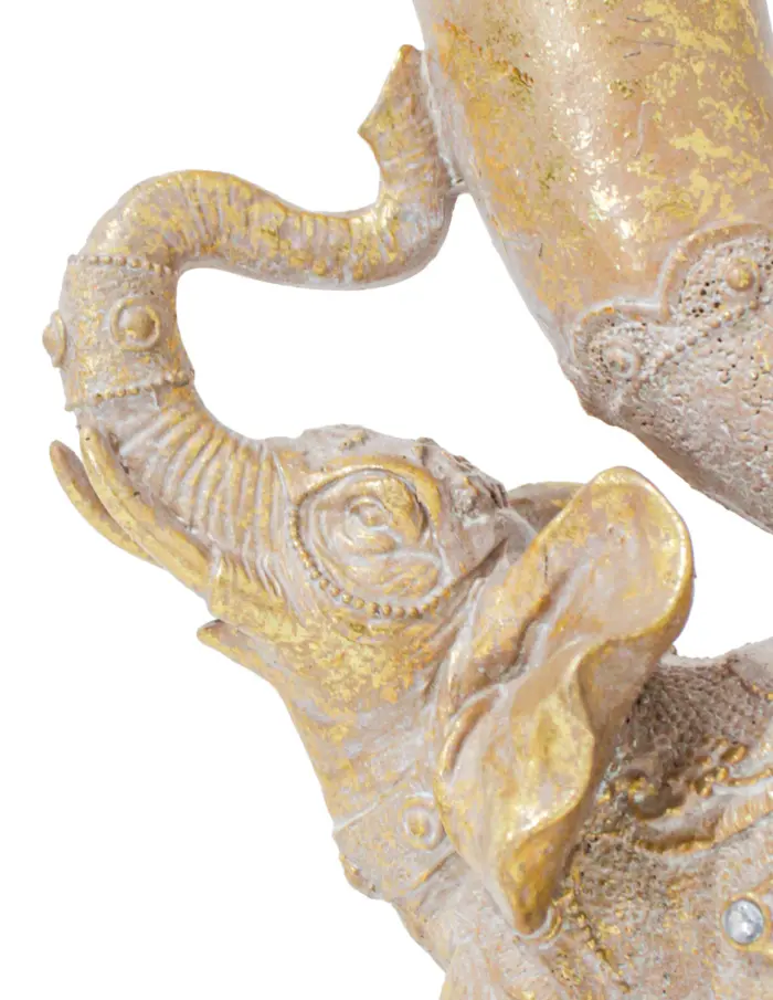 Elefante de poliresina con cuerno dorado de 19.8x9.8x31.1cm - Image 3