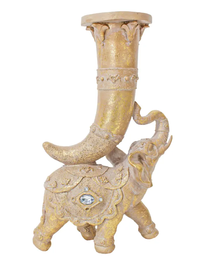 Elefante de poliresina con cuerno dorado de 19.8x9.8x31.1cm - Image 4