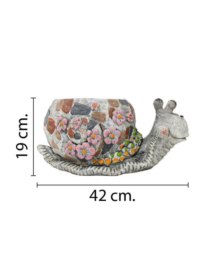 Maceta de poliresina diseño caracol de colores de 42x23x19cm - Image 2