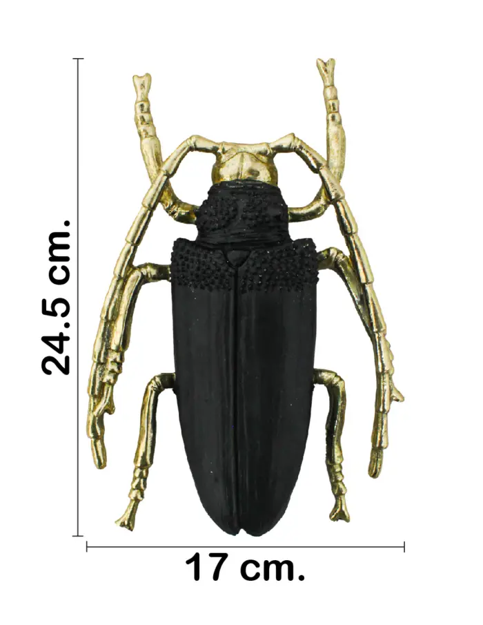 Escarabajo de poliresina negro con dorado de 24.5x17x4cm - Image 2