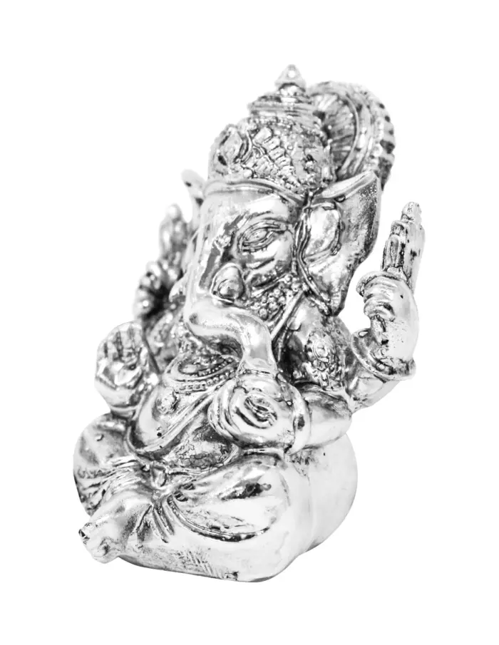 Ganesha de poliresina plateada de 8x8x9.5cm - Image 2
