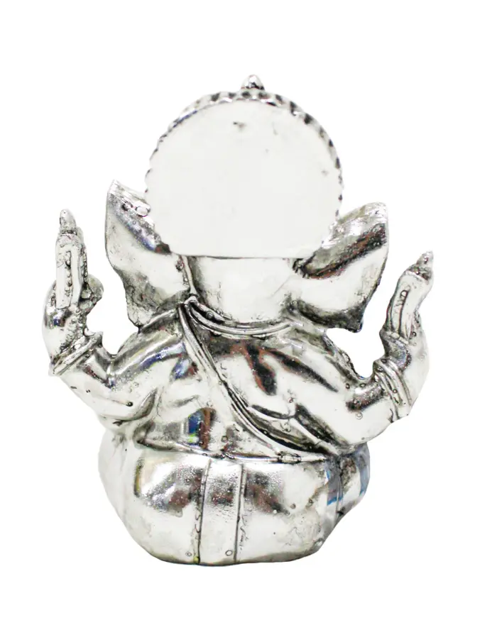Ganesha de poliresina plateada de 8x8x9.5cm - Image 3