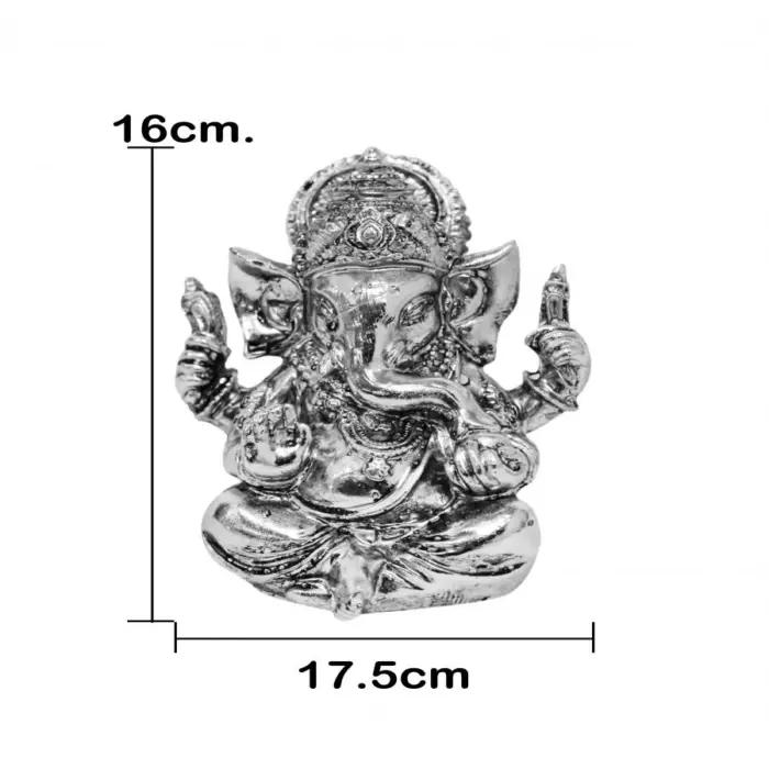 Ganesha de poliresina plateada de 8x8x9.5cm - Image 5