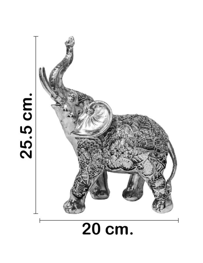 Elefante de poliresina plateado de 20x10x25.5cm - Image 2