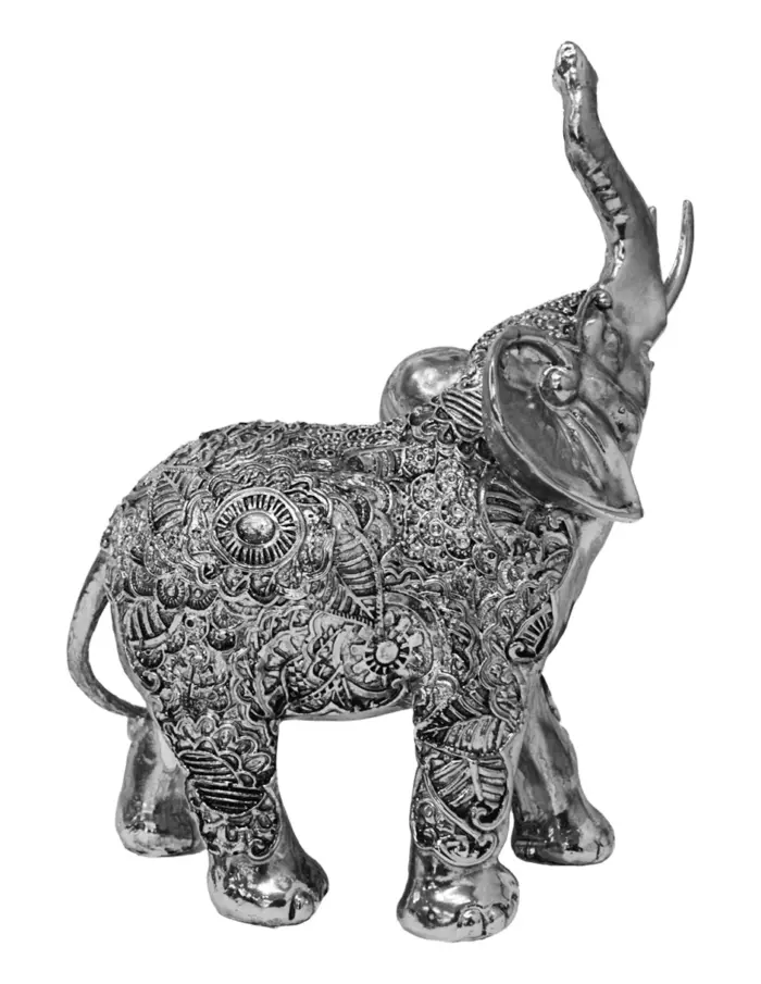 Elefante de poliresina plateado de 20x10x25.5cm - Image 4