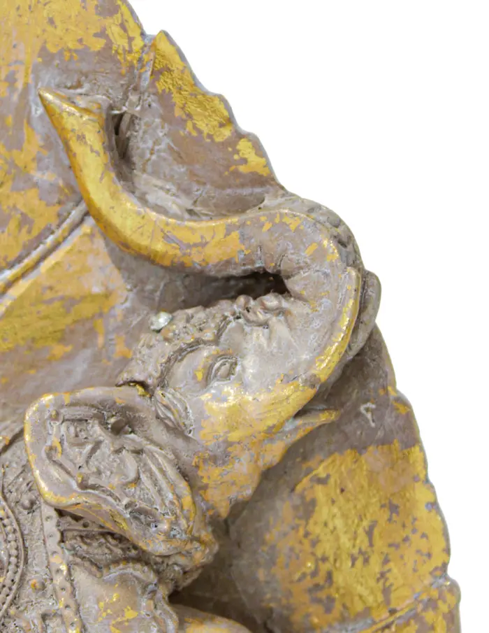 Elefante de poliresina en hoja dorado de 15.2x4.5x20.8cm - Image 3
