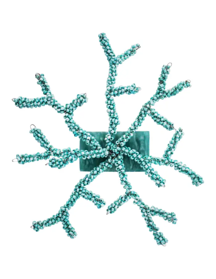 Juego de 4 servilleteros cuadrados de resina aqua diseño corale de 5x3x10cm - Image 3