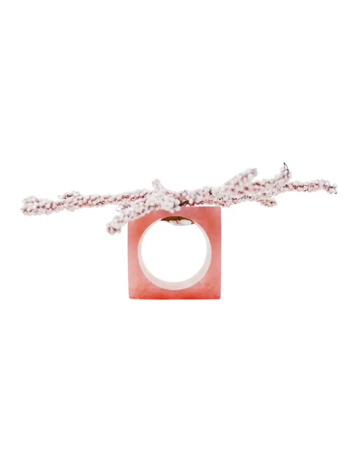 Juego de 4 servilleteros cuadrados de resina rosa claro diseño corale de 5x3x10cm - Image 2