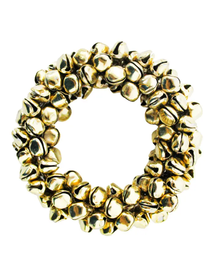 Juego de 4 servilleteros de cascabeles de metal dorados de 7.5cm - Image 2