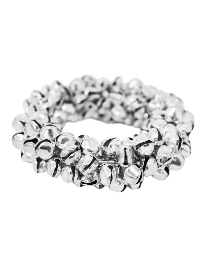 Juego de 4 servilleteros de cascabeles de metal plateados de 7.5cm - Image 3
