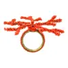 Juego de 4 servilleteros con chaquiras naranjas diseño coral de 4cm - Image 2