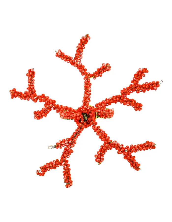 Juego de 4 servilleteros con chaquiras naranjas diseño coral de 4cm - Image 3