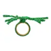 Juego de 4 servilleteros con chaquiras verde diseño coral de 4cm - Image 2
