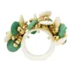 Juego de 4 servilleteros con cuentas crema con verde de 6cm - Image 2
