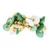 Juego de 4 servilleteros con cuentas crema con verde de 6cm - Image 3