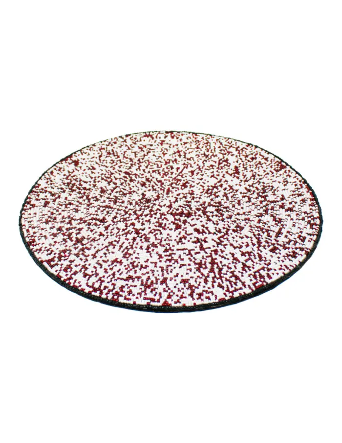 Mantel individual bordado de chaquiras rojo con blanco de 35cm - Image 2
