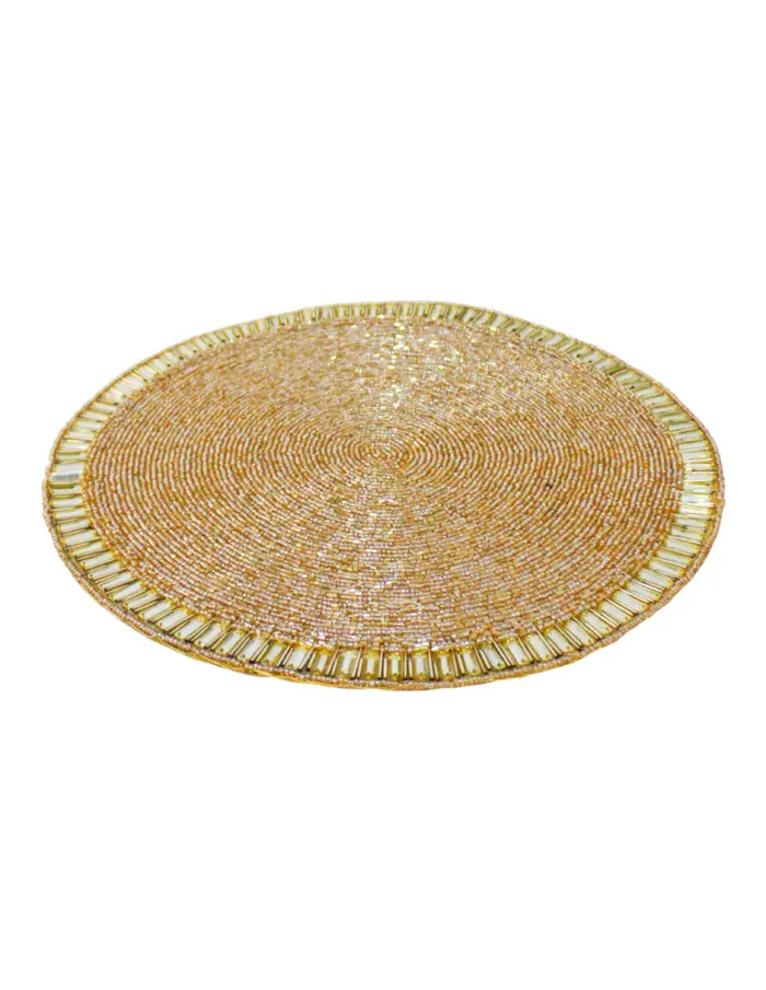 Mantel individual bordado de chaquiras doradas de 35cm - Image 2
