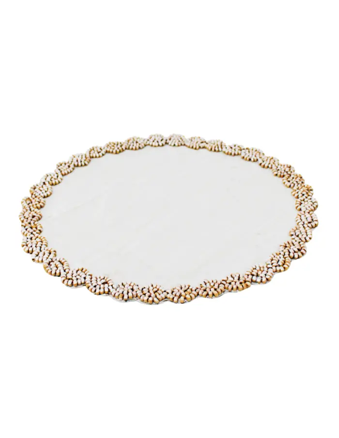 Mantel individual de yute con cuentas de madera beige de 35cm - Image 2