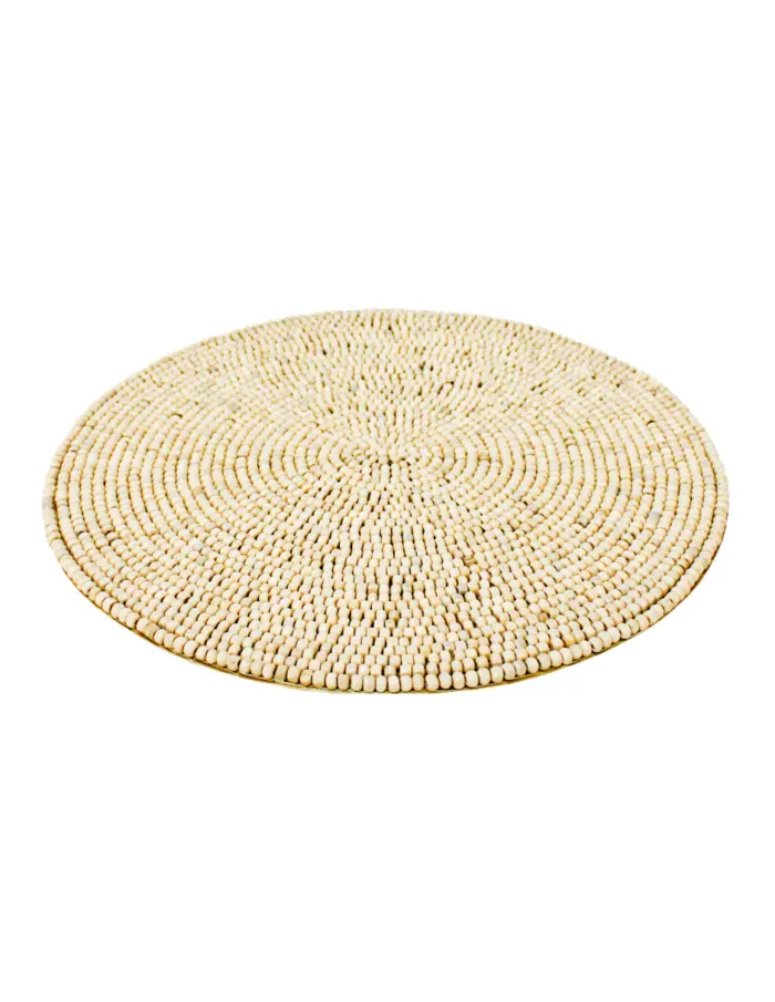 Mantel individual bordado con cuentas de madera de 35cm - Image 2