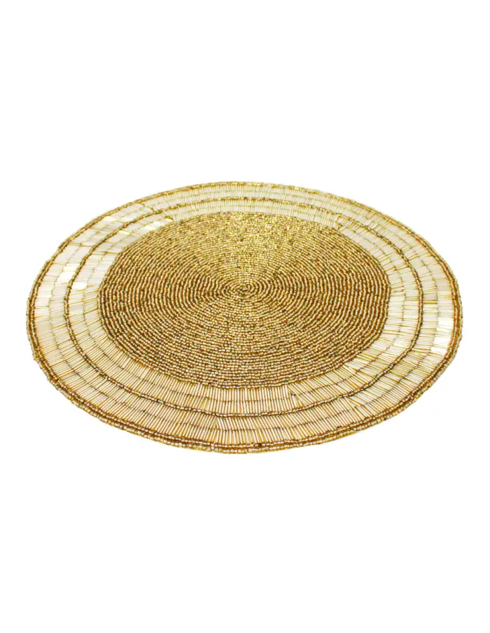 Mantel individual bordado de chaquiras doradas con canutillo de 35cm - Image 2