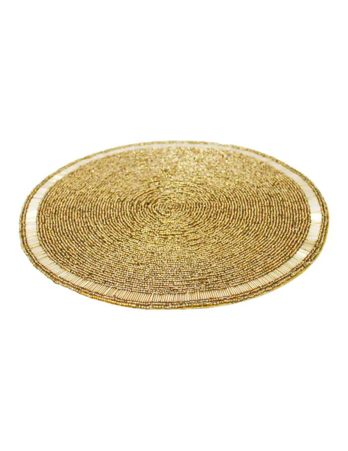 Mantel individual bordado de chaquiras doradas de 35cm - Image 2